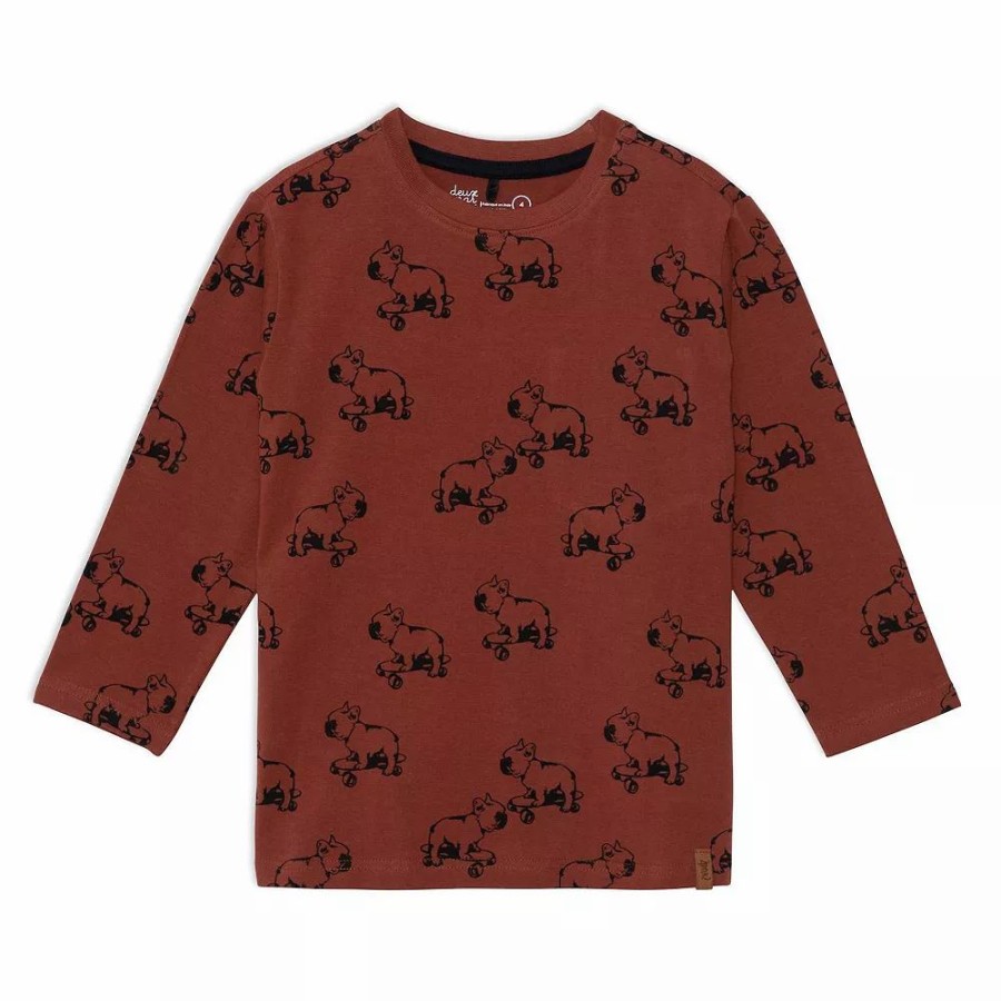 Tops * | Long Sleeve Jersey Printed Top With Dogs