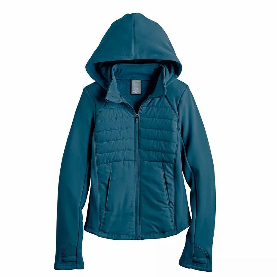 Tops * | Girls 7-16 Tek Gear Mixed Media Jacket In Regular & Plus