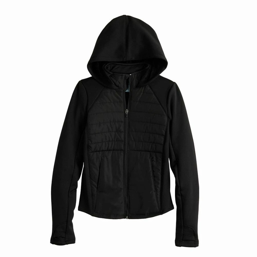 Tops * | Girls 7-16 Tek Gear Mixed Media Jacket In Regular & Plus