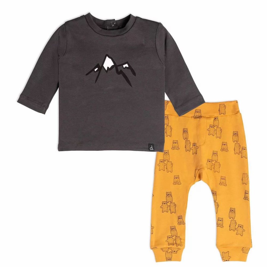 Clothing Sets * | Organic Cotton Teddy Bear Print Top And Pant Set