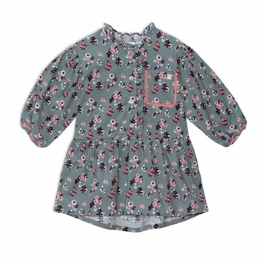 Tops * | Baby Corduroy Long Sleeve Tunic Printed Flowers