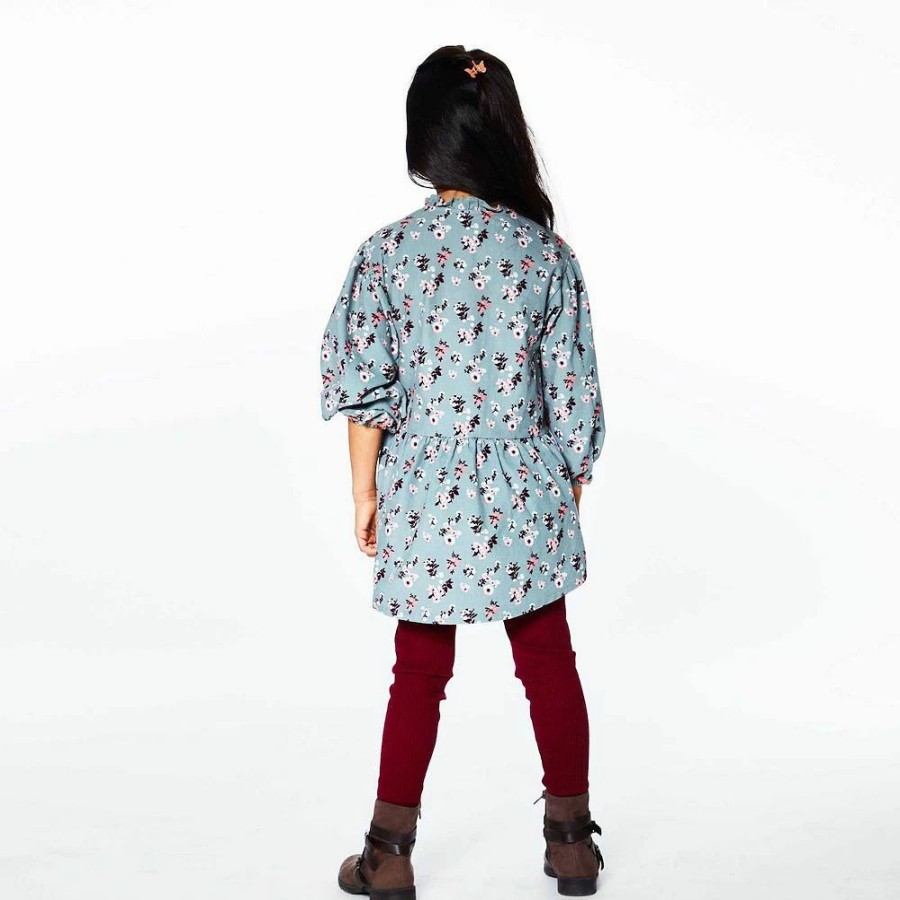 Tops * | Baby Corduroy Long Sleeve Tunic Printed Flowers