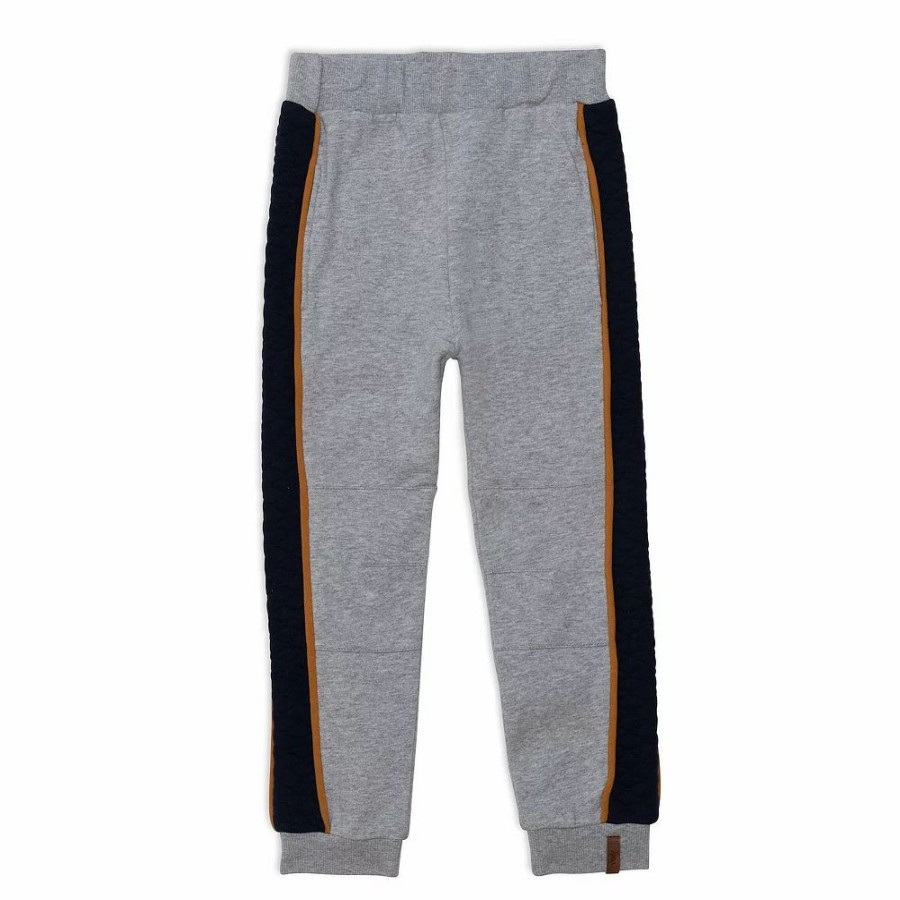 Bottoms * | Fleece Sweatpants With Quilting Light Heather Grey And Navy