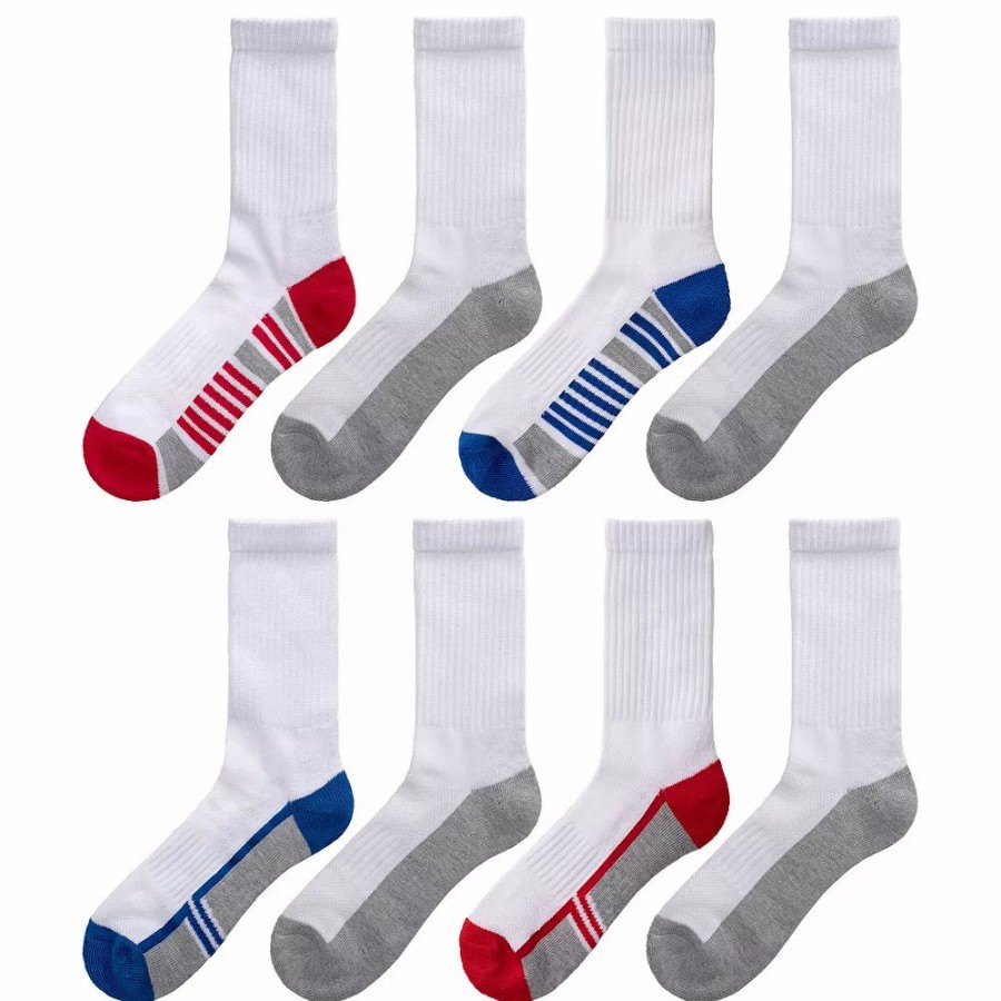 Socks & Hosiery * | Boys Tek Gear Cushioned 8-Pack Performance Crew Socks