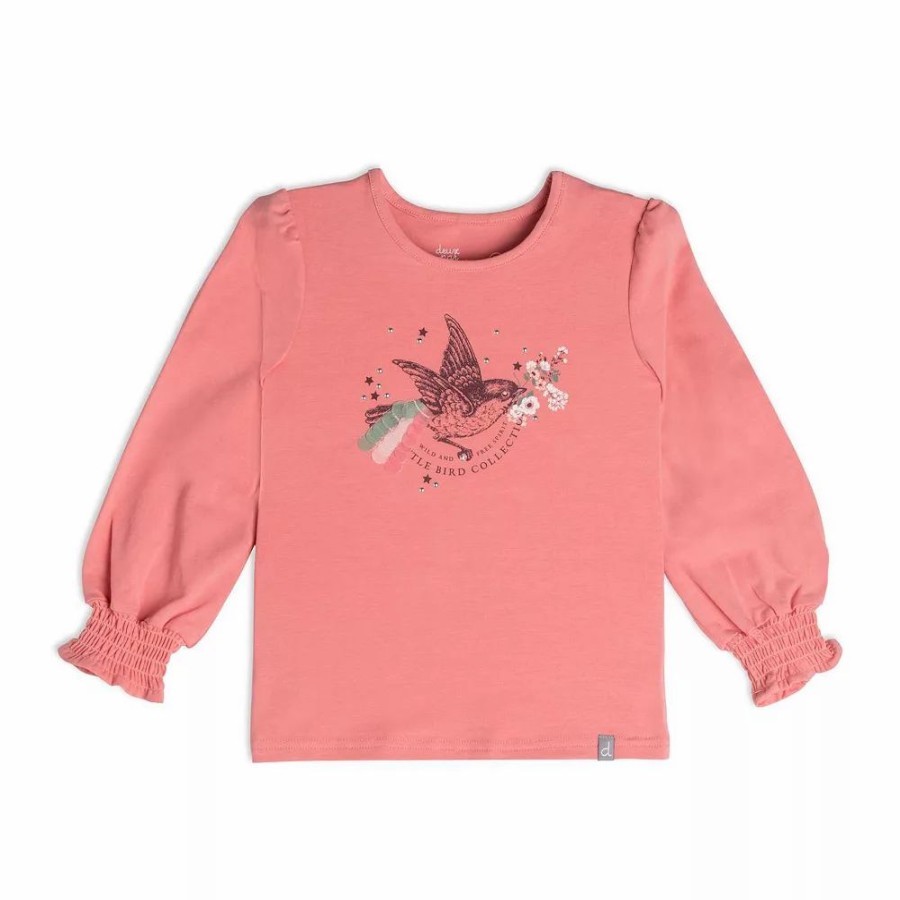 Tops * | Long Sleeve Top With Ruching Pink Coral