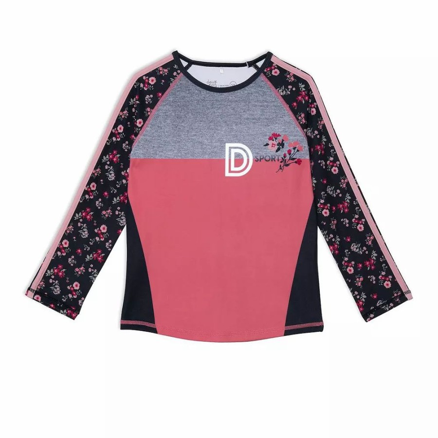 Tops * | Athletic Long Sleeve Raglan Top With Printed Flowers