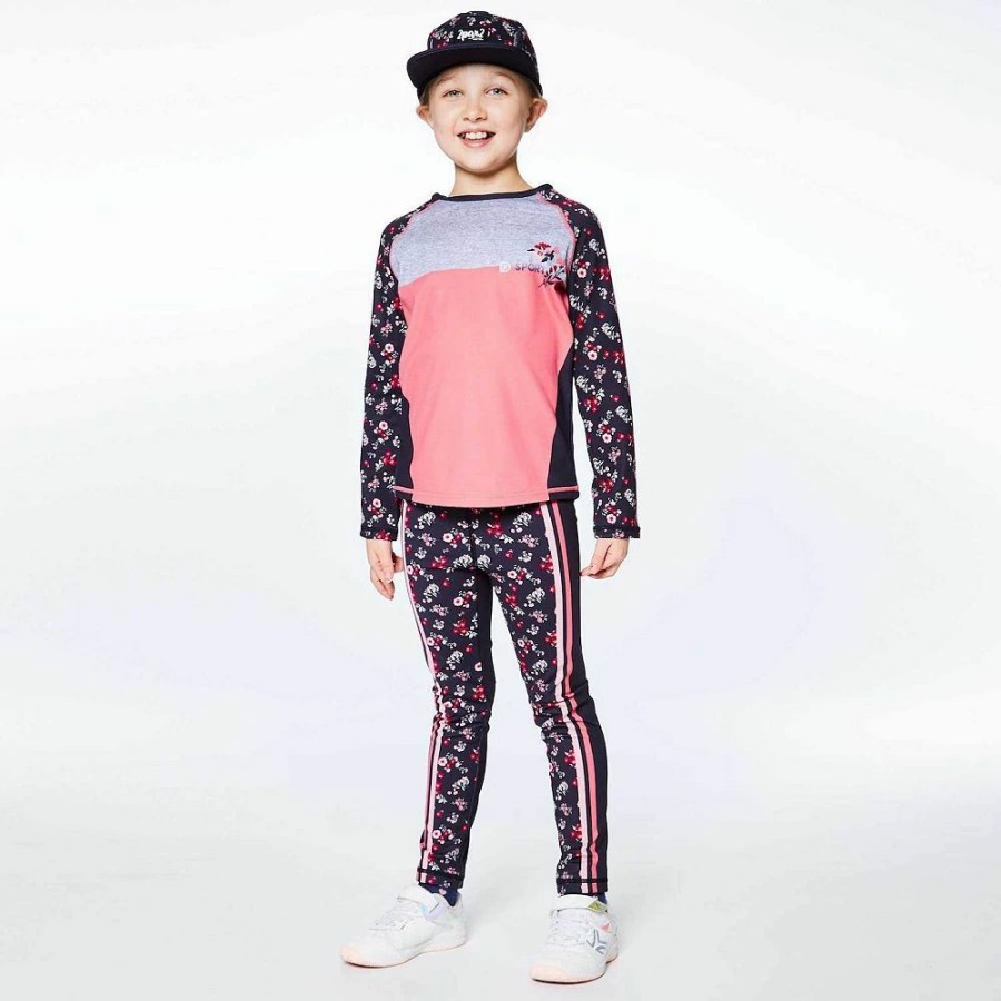 Tops * | Athletic Long Sleeve Raglan Top With Printed Flowers