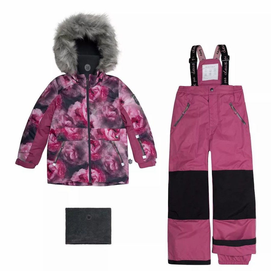 Outerwear * | Two Piece Snowsuit Printed Big Flowers Purple