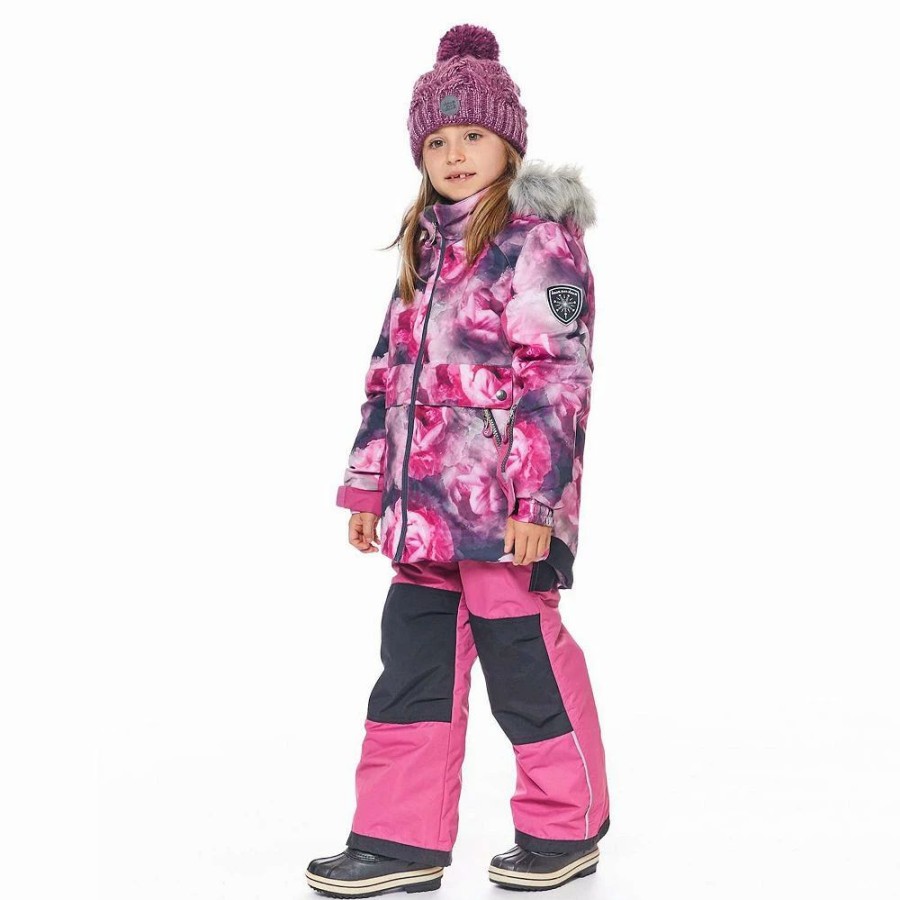 Outerwear * | Two Piece Snowsuit Printed Big Flowers Purple