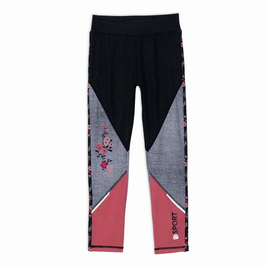 Bottoms * | Athletic Legging Light Heather Grey With Printed Flowers