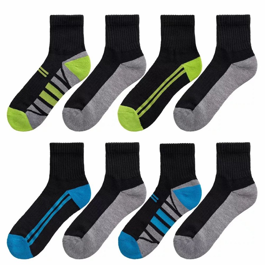 Socks & Hosiery * | Boys Tek Gear Cushioned 8-Pack Performance Quarter Socks