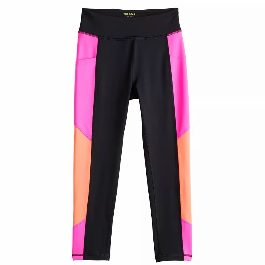 Bottoms * | Girls 7-16 Tek Gear Colorblock Performance 7/8 Leggings In Regular & Plus