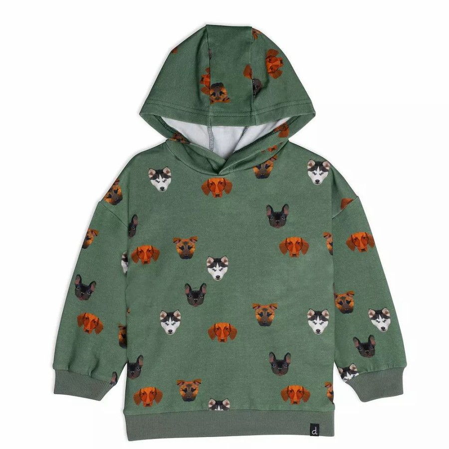 Tops * | Hooded Fleece Top With Printed Dogs