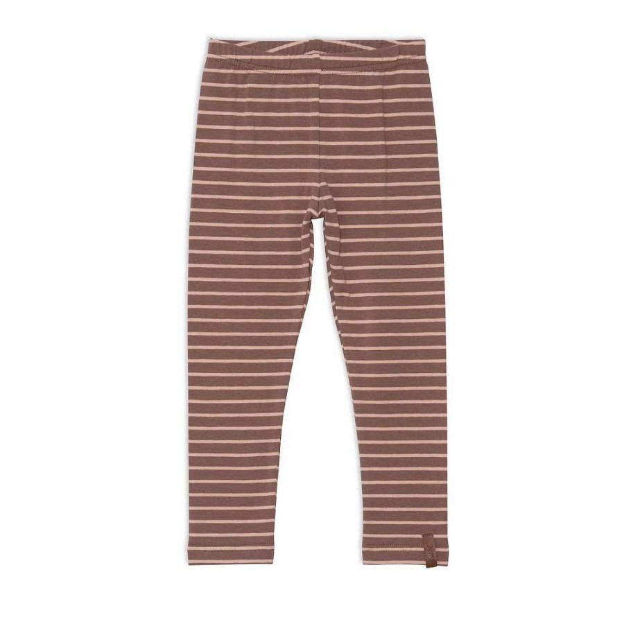 Bottoms * | Cotton Legging Striped Brown And Pink