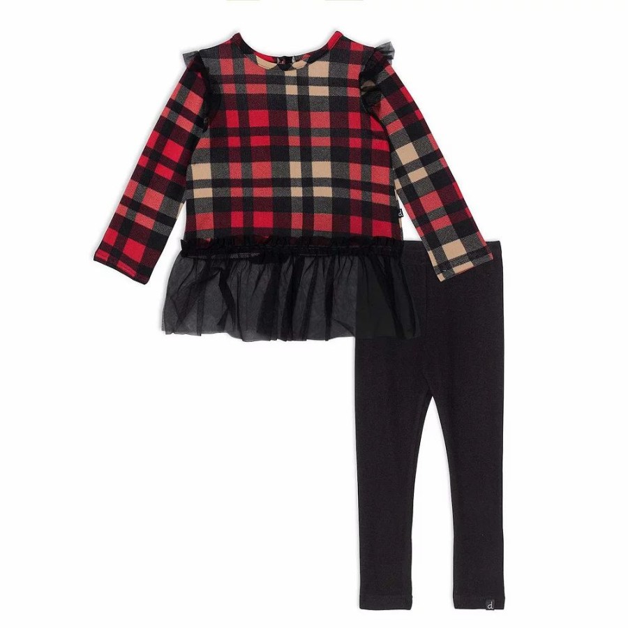 Clothing Sets * | Plaid Tunic And Rib Legging Set