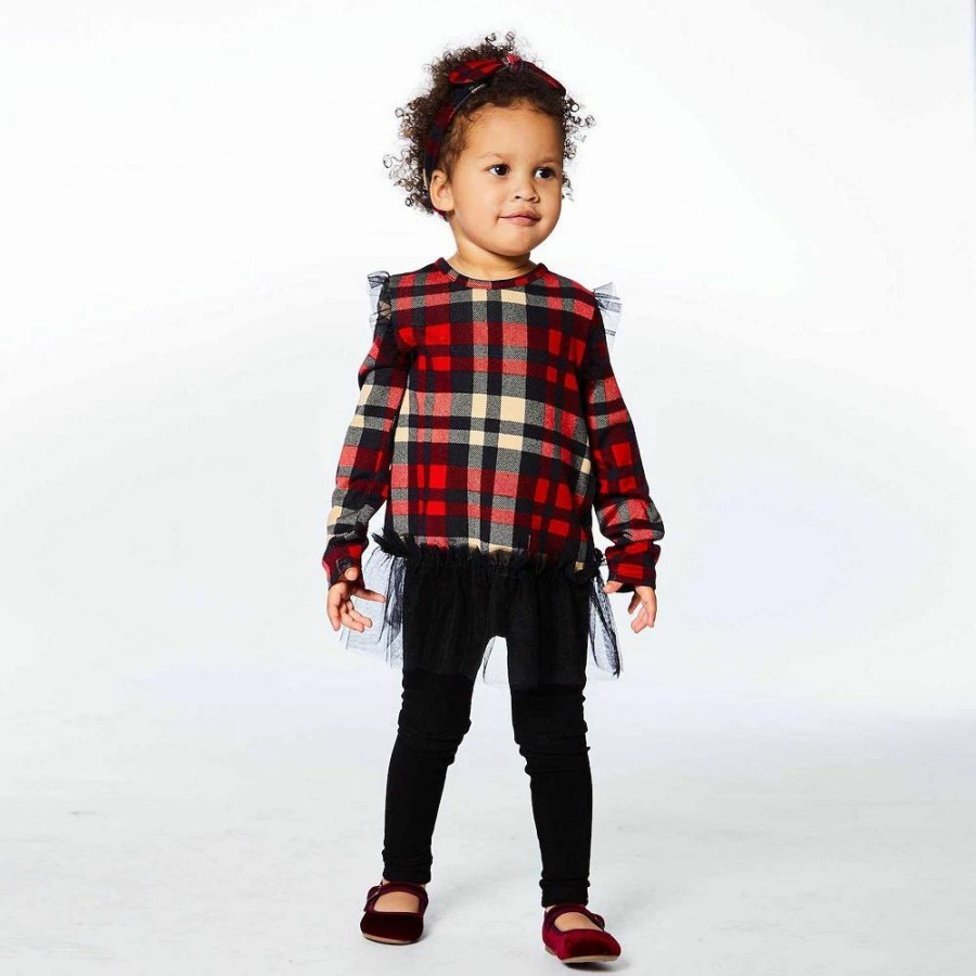 Clothing Sets * | Plaid Tunic And Rib Legging Set