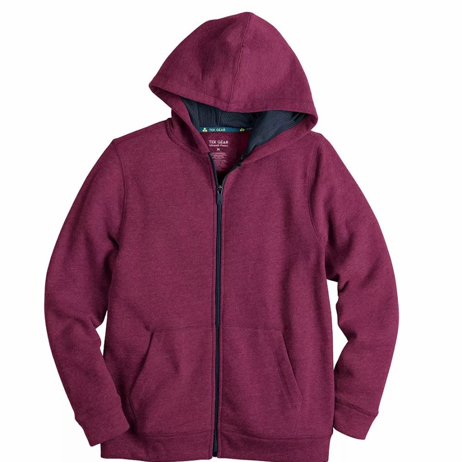 Tops * | Boys 8-20 Tek Gear Ultrasoft Fleece Full-Zip Hoodie In Regular & Husky