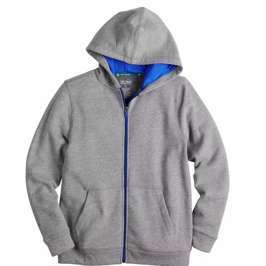 Tops * | Boys 8-20 Tek Gear Ultrasoft Fleece Full-Zip Hoodie In Regular & Husky