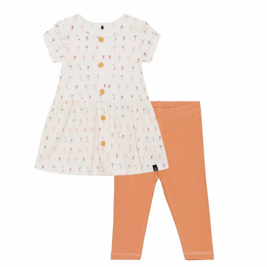 Clothing Sets * | Organic Cotton Tunic And Legging Set Caramel And White