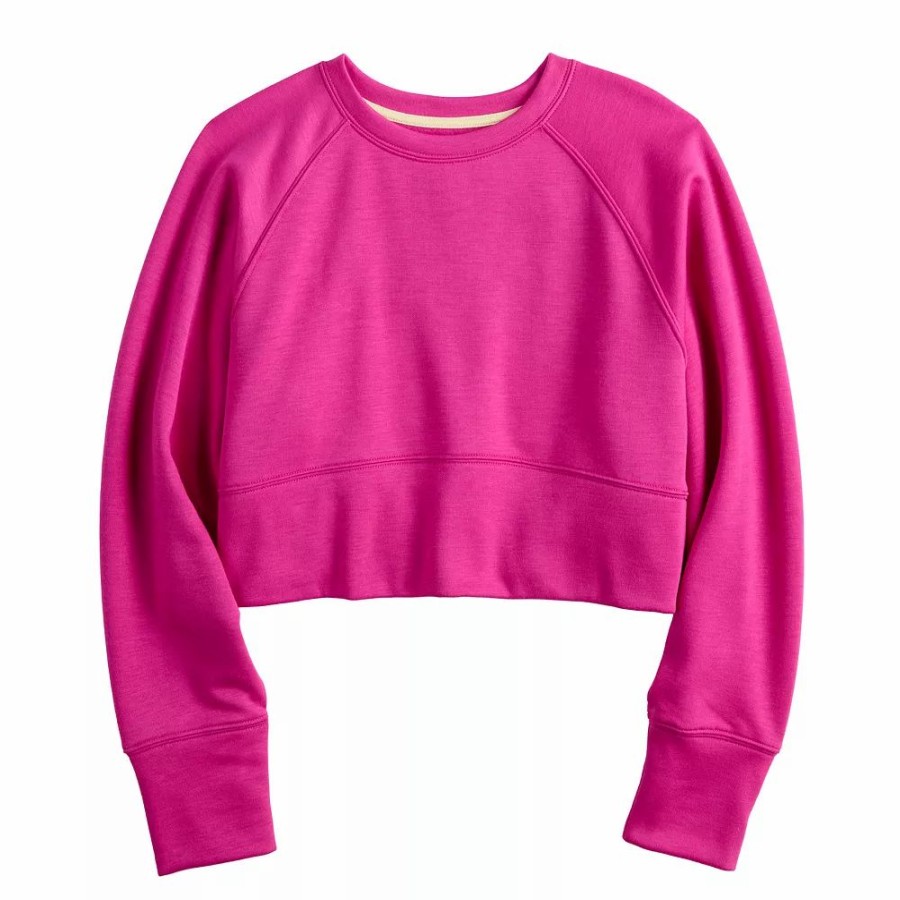 Tops * | Girls 7-16 Tek Gear Stretch Fleece Cropped Crew Sweatshirt In Regular & Plus