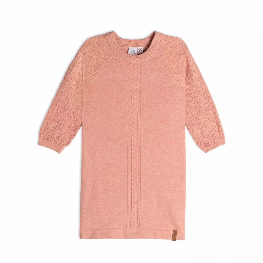 Dresses * | Knitted 3/4 Sleeve Dress Light Pink