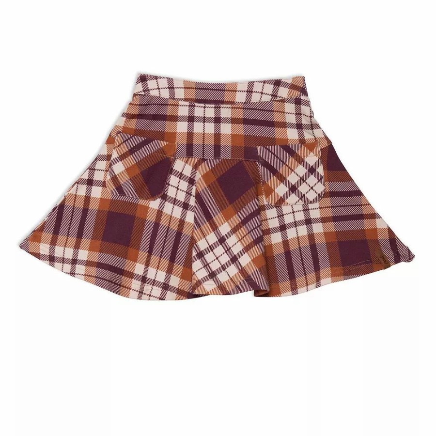 Bottoms * | Plaid Skirt With Pocket Plum And Ocher