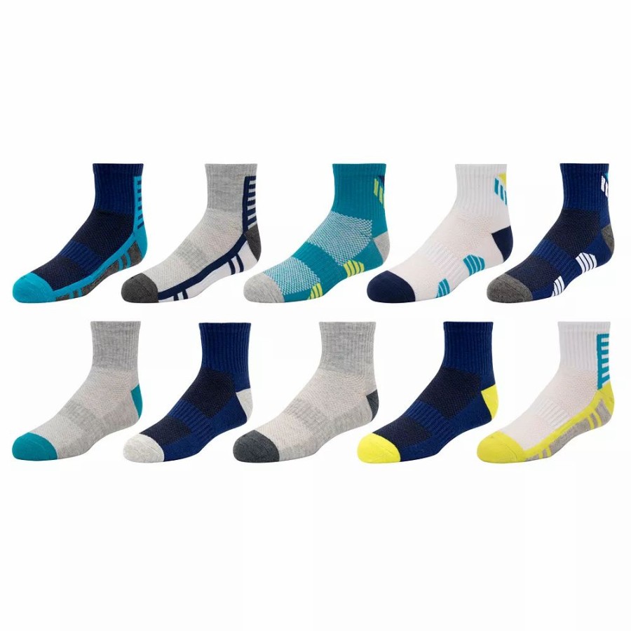 Socks & Hosiery * | Boys Tek Gear 10-Pack Lightweight Quarter-Cut Performance Socks